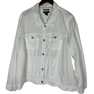 Jones & Co White 100% Linen Lightweight Jacket Plus 3X Summer Closet Staple